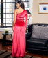 One Shoulder High Slitted Red Velvet Dress